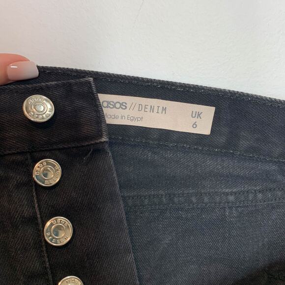 ASOS distressed denim shorts high rise black 100% cotton grunge biker 2981 - Picture 10 of 12